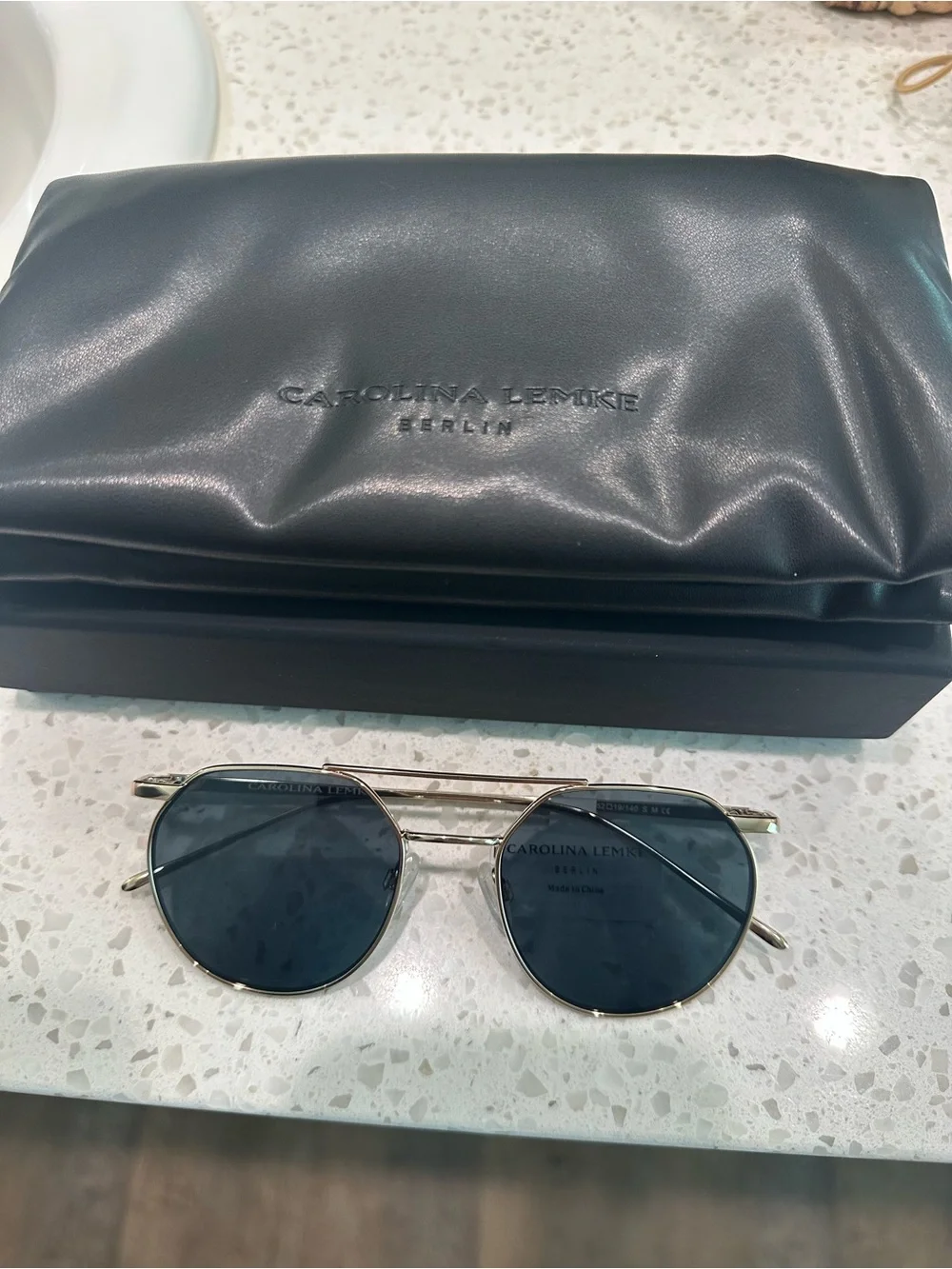 Carolina Lemke Berlin “Saffia” Round Metal Sunglasses - Black Lenses